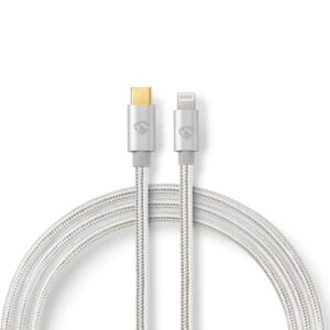Apple Lightning-Kabel | Apple Lightning-Stecker, 8-polig – USB-C | 2,00 m | Aluminium