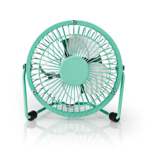 Mini-Ventilator aus Metall | 10 cm Durchmesser | USB-betrieben | Türkis