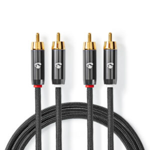 Stereo-Audiokabel | 2x Cinch-Stecker – 2x Cinch-Stecker | Stahlgrau | Verstärktes Kabel