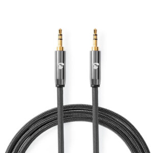 Stereo-Audiokabel | 3,5-mm-Stecker – 3,5-mm-Stecker | Stahlgrau | Verstärktes Kabel