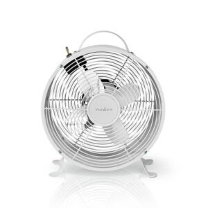 Retro-Tischventilator | Durchmesser 25 cm | 2 Geschwindigkeiten | Weiß