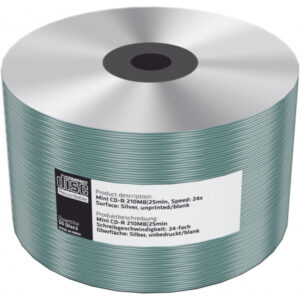 Mini CD-R 200MB|22min 24-fache Schreibgeschwindigkeit, silber, unbedruckt/blank, 50er Pack in Folie (Shrink)