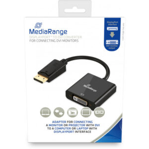 MediaRange DisplayPort? auf DVI Konverter, vergoldete Kontakte, DVI-I Buchse (24+5-polig)/DP Stecker, 15cm, schwarz
