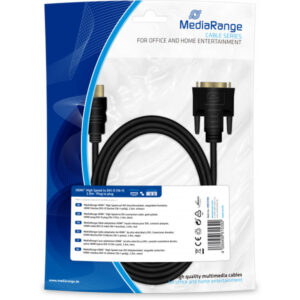 MediaRange HDMI? auf DVI Anschlusskabel, vergoldete Kontakte, HDMI Stecker/DVI-D Stecker (18+1-polig), 2.0m, schwarz
