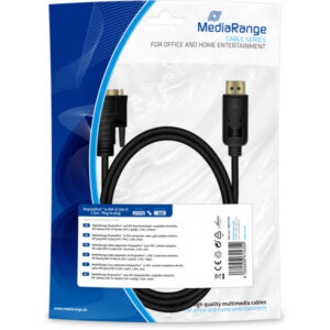 MediaRange DisplayPort? auf DVI Anschlusskabel, vergoldete Kontakte, DP Stecker /DVI-D Stecker  (24+1-polig), 2.0m, schwarz