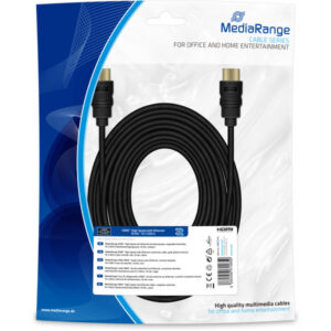 MediaRange HDMI? High Speed mit Ethernet Anschlusskabel, vergoldete Kontakte, 10.2 Gbit/s Datenübertragungsrate, 10m, schwarz
