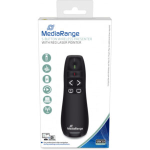 MediaRange Präsentationsfernbedinung mit 5 Tasten und rotem Laserpointer, schwarz