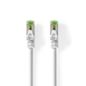 Cat 7 Kabel | S/FTP | RJ45 Stecker | RJ45 Stecker | 2.00 m | Snagless | Rund | LSZH | Weiss | Box