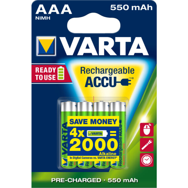 Varta Ready2Use HR03 4pcs - Wiederaufladbarer Akku - Nickel-Metallhydrid (NiMH) - 4 Stück(e) - 550 mAh - AAA