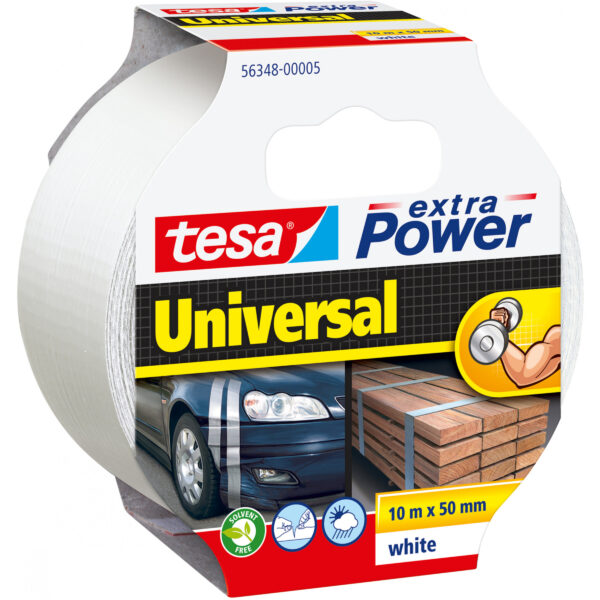 Tesa extra Power Universal - Weiß - Befestigung - Handwerk - Kennzeichnung - Reparatur - 10 m - 50 mm