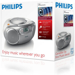 Philips AZ127/12 CD-Soundmaschine mit Dynamic Bass Boost (Autostop-Kassettendeck, UKW-Tuner) Silber