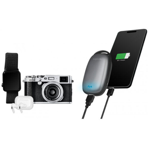 LogiLink PA0264 - Handwärmende Powerbank mit 4000mAh und doppelseitiger Heizung: DREI einstellbare Temperatureinstellungen, Metallgrau – Bild 9