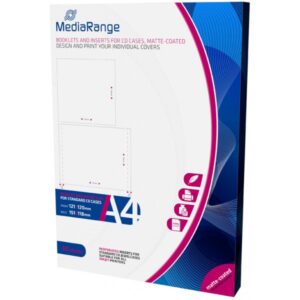 Booklet und Inlay MediaRange für CD-Jewelcases, Weiß, Matt, A4, 130g/m², 5760dpi, 50 Stück