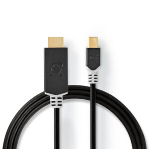 Mini Displayport-Kabel | DisplayPort 1.4 | Mini DisplayPort Stecker | HDMI™ Stecker | 48 Gbps | Vergoldet | 2.00 m | rund | PVC | Anthrazit | Verpackung mit Sichtfenster