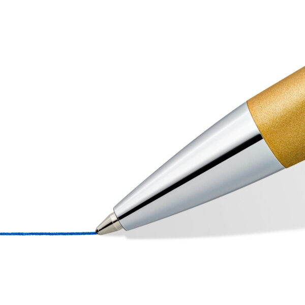 STAEDTLER Druckkugelschreiber triplus M gold Vollmetall-Schaft ergonomische Dreikantform – Bild 3