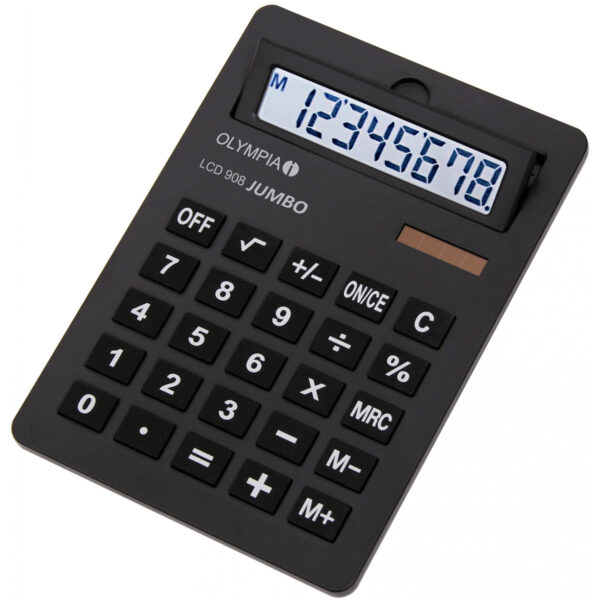 Olympia LCD 908 Jumbo - Desktop - Display-Rechner - 8 Ziffern - Display klappbar - Batterie/Solar - Schwarz