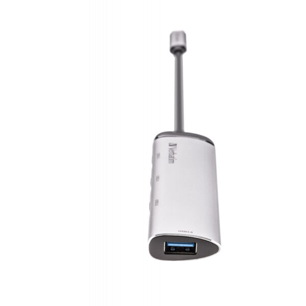 Verbatim USB-C Multiport-Hub, USB-C-Adapter aus hochwertigem Aluminium für Laptops MacBooks und Smartphones, Multimedia-Adapterstecker mit vier USB-3.2 Gen 1-Anschlüssen, silber – Bild 4
