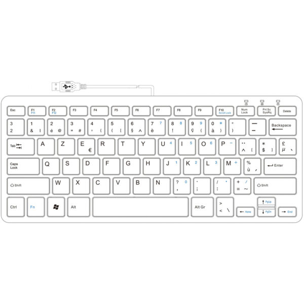 R-Go Compact Tastatur - AZERTY (BE) - weiß - kabelgebunden - Mini - Verkabelt - USB - Membran-Schlüsselschalter - AZERTY - Weiß