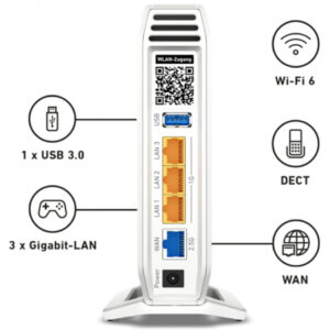AVM Wireless ROUTER Tri-band AVM FRITZ! Box 4060 con Wi-Fi 6 e DECT - 12 antenne - Conn.WAN 2.5Gb 3P Lan Gigabit 1P USB3.0