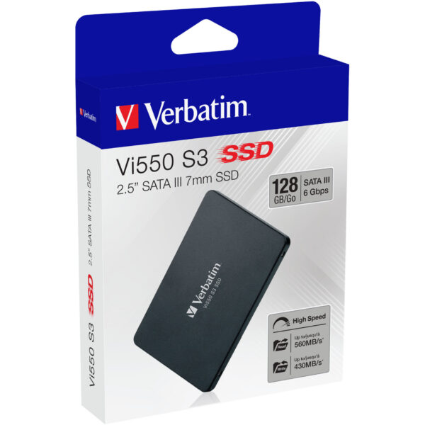 VERBATIM Vi550 S3 SSD - interne SSD 256GB - Solid State Drive - 2,5 Zoll SATA III Schnittstelle - internes SSD-Laufwerk mit 3D-NAND-Technologie - Hochleistungs-SSD 256GB - 560MB/s - schwarz – Bild 2