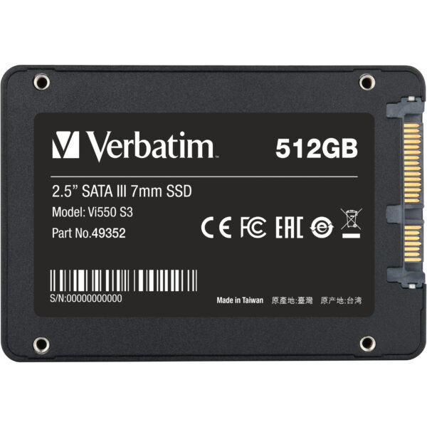 VERBATIM Vi550 S3 SSD - interne SSD 512 GB - Solid State Drive - 2,5 Zoll SATA III Schnittstelle - internes SSD-Laufwerk mit 3D-NAND-Technologie - Hochleistungs-SSD 512 GB - 560MB/s - schwarz – Bild 3