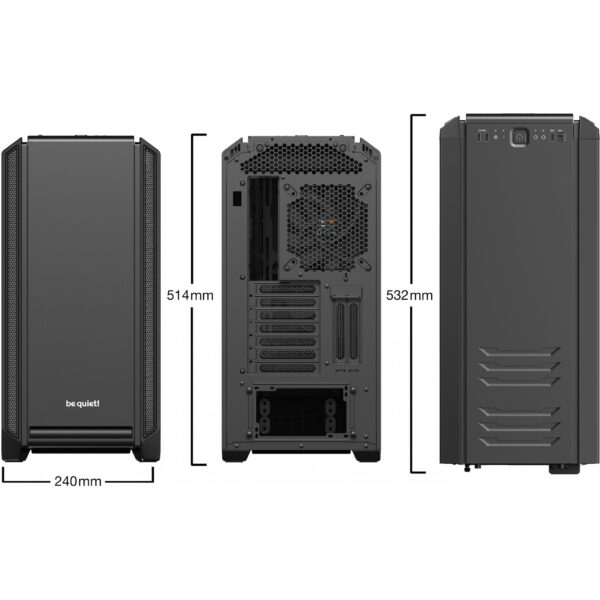 Be Quiet! Silent Base 601 - Midi Tower - PC - Schwarz - ATX - EATX - micro ATX - Mini-ITX - Acrylnitril-Butadien-Styrol (ABS) - SECC - HDD – Bild 8