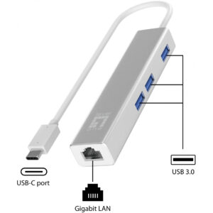 LevelOne Adapter USB-C -> RJ45 10/100/1000,3xUSB3.0 0,15m si