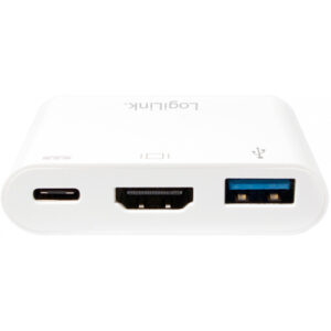 LogiLink 0.14m - 2xUSB-C/HDMI+USB A - Weiß - 0,14 m - 59,1 mm - 40,2 mm - 14,1 mm - 30 g