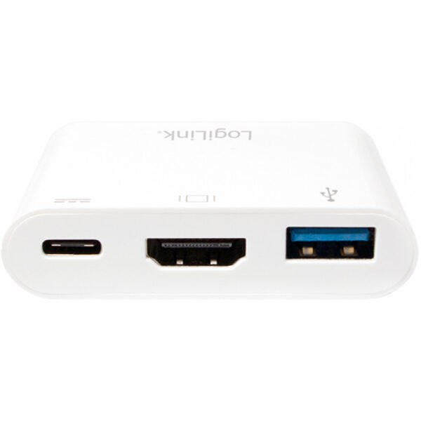 LogiLink 0.14m - 2xUSB-C/HDMI+USB A - Weiß - 0,14 m - 59,1 mm - 40,2 mm - 14,1 mm - 30 g