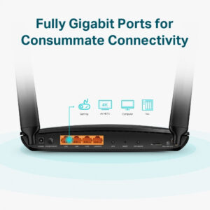TP-LINK Archer MR600 - Wi-Fi 5 (802.11ac) - Dual-Band (2,4 GHz/5 GHz) - Eingebauter Ethernet-Anschluss - 4G - Schwarz - Tabletop-Router