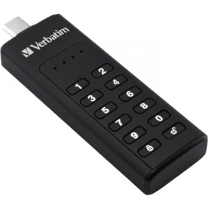 Verbatim Keypad Secure - USB-3.0-Stick 64 GB - Datenspeicher mit Passwortschutz - inkl. USB-A zu USB-A-Verlängerungskabel - Schwarz - 64 GB - USB Typ-A - 3.2 Gen 1 (3.1 Gen 1) - Ohne Deckel - 30 g - Schwarz
