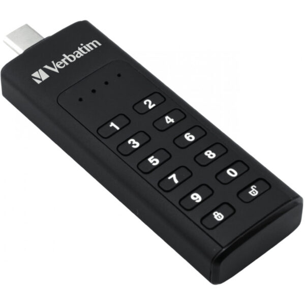 Verbatim Keypad Secure - USB-3.0-Stick 64 GB - Datenspeicher mit Passwortschutz - inkl. USB-A zu USB-A-Verlängerungskabel - Schwarz - 64 GB - USB Typ-A - 3.2 Gen 1 (3.1 Gen 1) - Ohne Deckel - 30 g - Schwarz