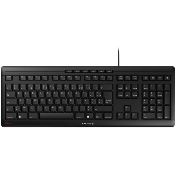 Cherry STREAM - Volle Größe (100%) - USB - Mechanischer Switch - AZERTY - Schwarz