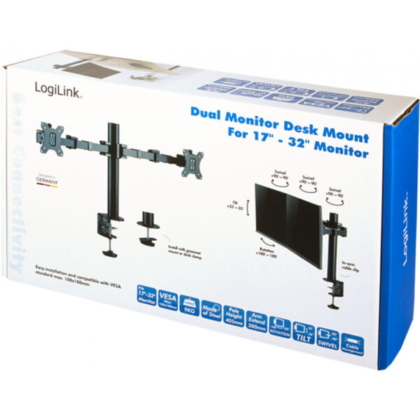 LogiLink 2-Fach Monitorhalterung 17 - 32''Ärmlaenge verstellbar – Bild 2