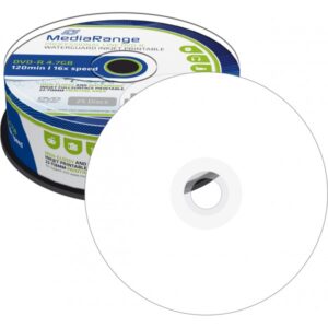 MediaRange Waterguard DVD-R 4.7 GB / 120 min 16x, Full printable, Water Shield, 25 Stück in Cakebox