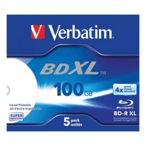 Verbatim Blu-ray Disc BD-R XL 100 GB / 540 min 4x, Full printable, 5 Stück in Jewelbox