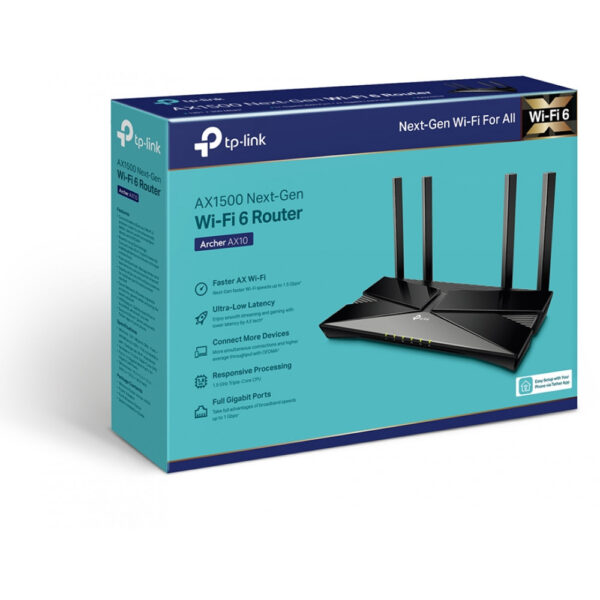TP-LINK Archer AX10 - Wi-Fi 6 (802.11ax) - Dual-Band (2,4 GHz/5 GHz) - Eingebauter Ethernet-Anschluss - Schwarz - Tabletop-Router – Bild 5