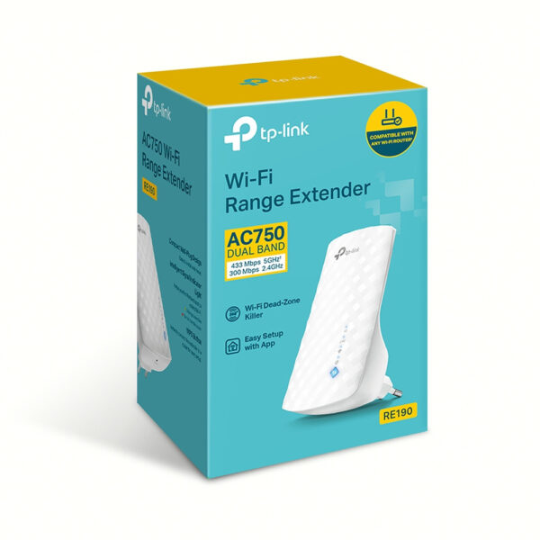 TP-LINK RE190 - IEEE 802.11b - IEEE 802.11g - IEEE 802.11n - IEEE 802.3ac - 802.11a - 802.11b - 802.11g - Wi-Fi 4 (802.11n) - Wi-Fi 5 (802.11ac) - 433 Mbit/s - Dual-Band (2,4 GHz/5 GHz) - WEP - WMM - WPA - WPA2-PSK - Weiß – Bild 2