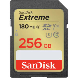 SanDisk Extreme 256GB SDHC Memory Card 180MB/s 130MB/s UHS-I Class 10 U3 V30