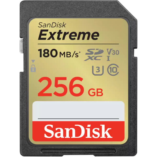 SanDisk Extreme 256GB SDHC Memory Card 180MB/s 130MB/s UHS-I Class 10 U3 V30