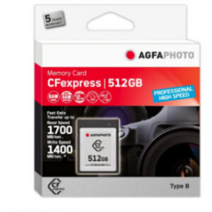 AgfaPhoto CFexpress Professional - 512 GB - CFexpress - NAND - 1700 MB/s - 1400 MB/s - Kältebeständig - Hitzebeständig - Schockresistent - Röntgensicher