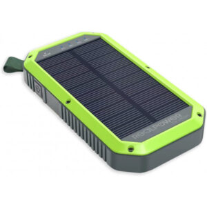 RealPower PB-10000 Wireless Solar Powerbank, 10000mAh Solarladegerät externer Akku mit QI, USB C EIN- Ausgang für Smartphone Tablets und mehr