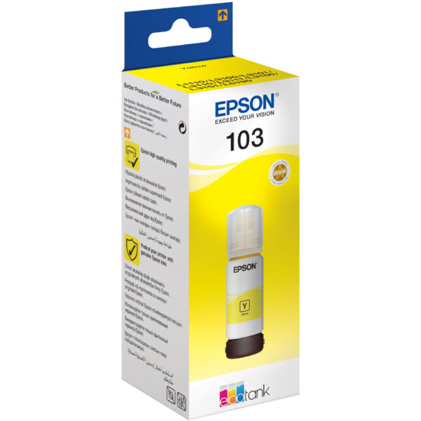 Epson 103 EcoTank Yellow ink bottle (WE) - Gelb - Epson - Epson L5190 / L3156 / L3151 / L3150 / EcoTank L3110 - 65 ml - Tintenstrahl - Indonesien