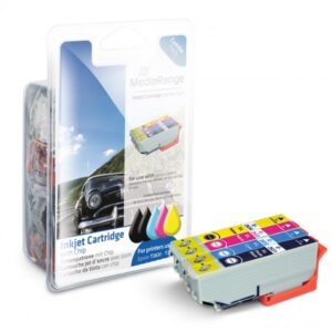 MediaRange Tintenpatrone, Wiederbefüllt, Ersetzt Epson T2631 - T2634, 53.5 ml, Multipack, 2x Schwarz, Magenta, Gelb, Cyan, 5 Stück