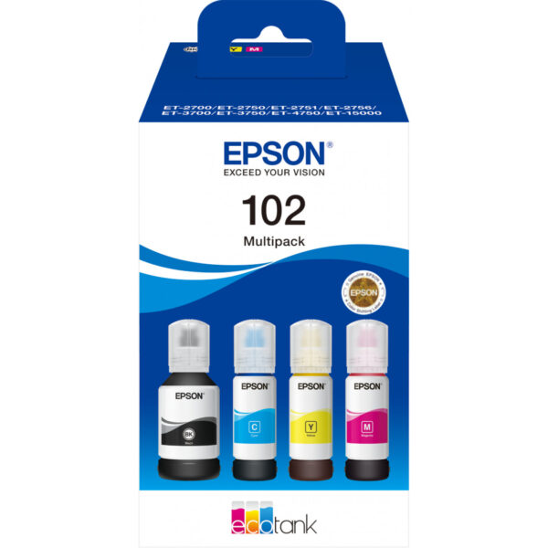 Epson 102 EcoTank 4-colour Multipack - Schwarz - Cyan - Magenta - Gelb - Epson - EcoTank ET-4750 Unlimited EcoTank ET-4750 EcoTank ET-3750 Unlimited EcoTank ET-3750 EcoTank... - 127 ml - 70 ml - Tintenstrahl