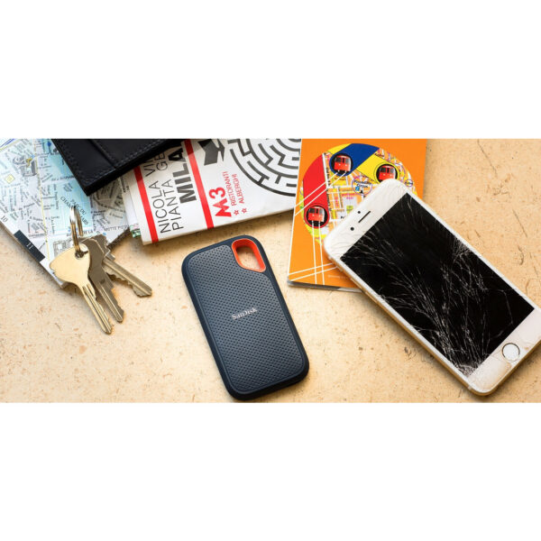 SanDisk Extreme Portable SSD 2 TB (tragbare NVMe SSD, USB-C, bis zu 1.050 MB/s Lesegeschwindigkeit und 1.000 MB/s Schreibgeschwindigkeit, wasser- und staubbeständig) Schwarz – Bild 4