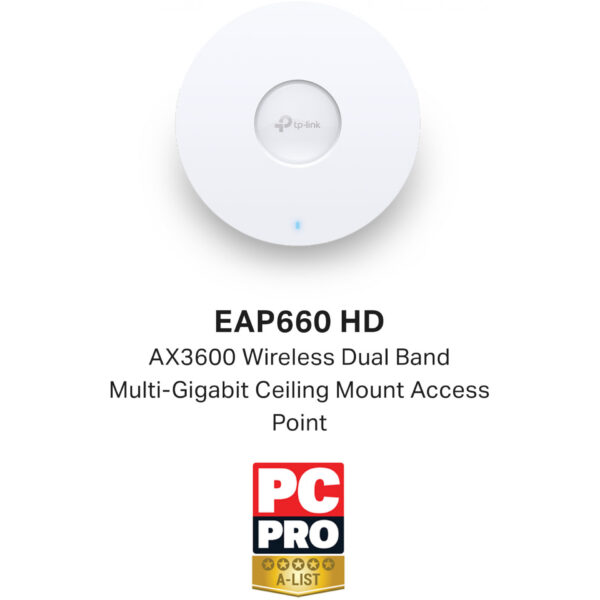 TP-LINK EAP660 HD - 2402 Mbit/s - 1148 Mbit/s - 2402 Mbit/s - 25000 Mbit/s - 2.4 - 5 GHz - IEEE 802.11a - IEEE 802.11ac - IEEE 802.11ax - IEEE 802.11b - IEEE 802.11g - IEEE 802.11n