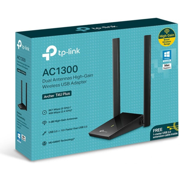 TP-LINK Archer T4U Plus - Kabellos - USB - WLAN - Wi-Fi 5 (802.11ac) - 867 Mbit/s - Schwarz – Bild 4
