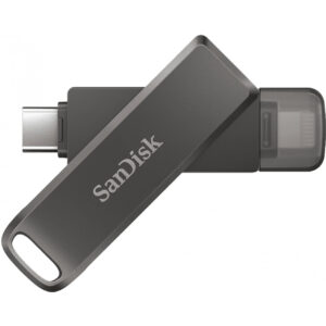 SanDisk iXpand - 256 GB - USB Type-C / Lightning - 3.2 Gen 1 (3.1 Gen 1) - Drehring - Passwortschutz - Schwarz
