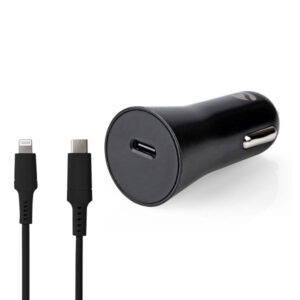 Auto-Ladegerät | 1.67 / 2.22 / 3.0 A | Anzahl der Ausgänge: 1 | Port Type: USB-C™ | Lightning 8-Pin (Lose) Kabel | 1.0 m | 20 W | Automatische Spannungswahl | PD3.0 20W